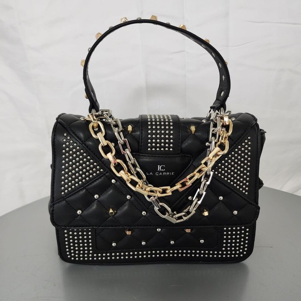 La Carrie Women's Thunder Clutch Double Chain - Black  Bags - (BRAND NEW- NEVER